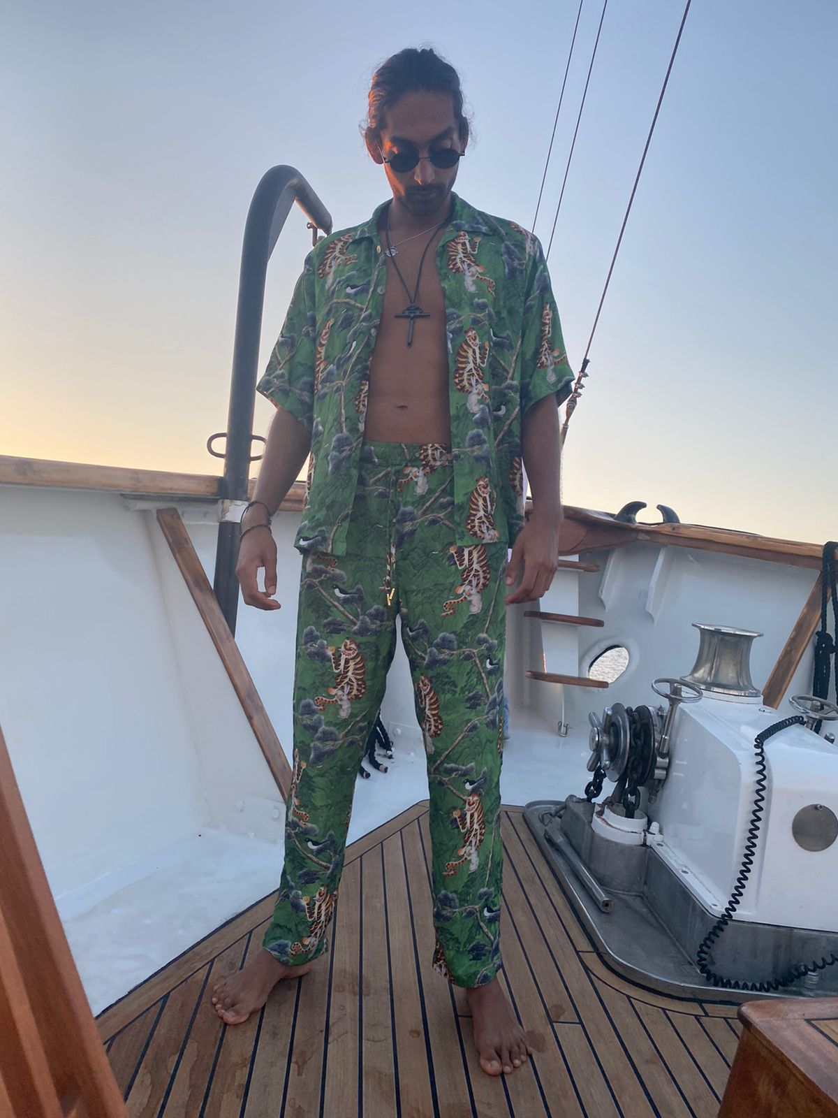 Smoking Tiger in Green